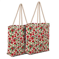 Jute beach bag with twisted rope handle and all over motif print (thumb) - 3