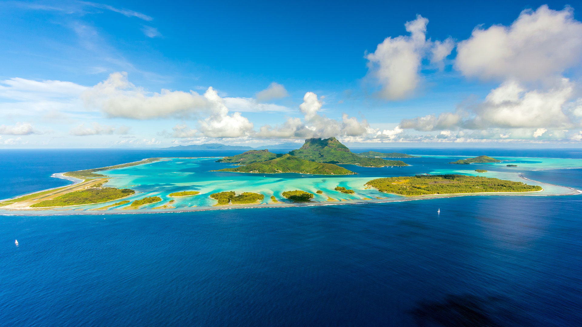 Bora Bora and its lagoon, South Pacific, French Polynesia (© Frederick Millett/Shutterstock)