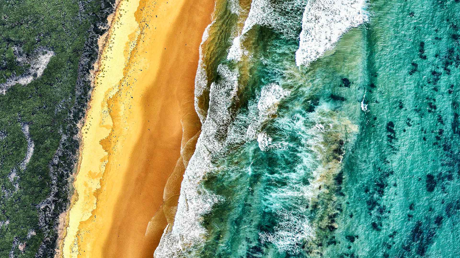 Aerial view of land and ocean, Victoria, Australia (© Nearmap/Getty Images)