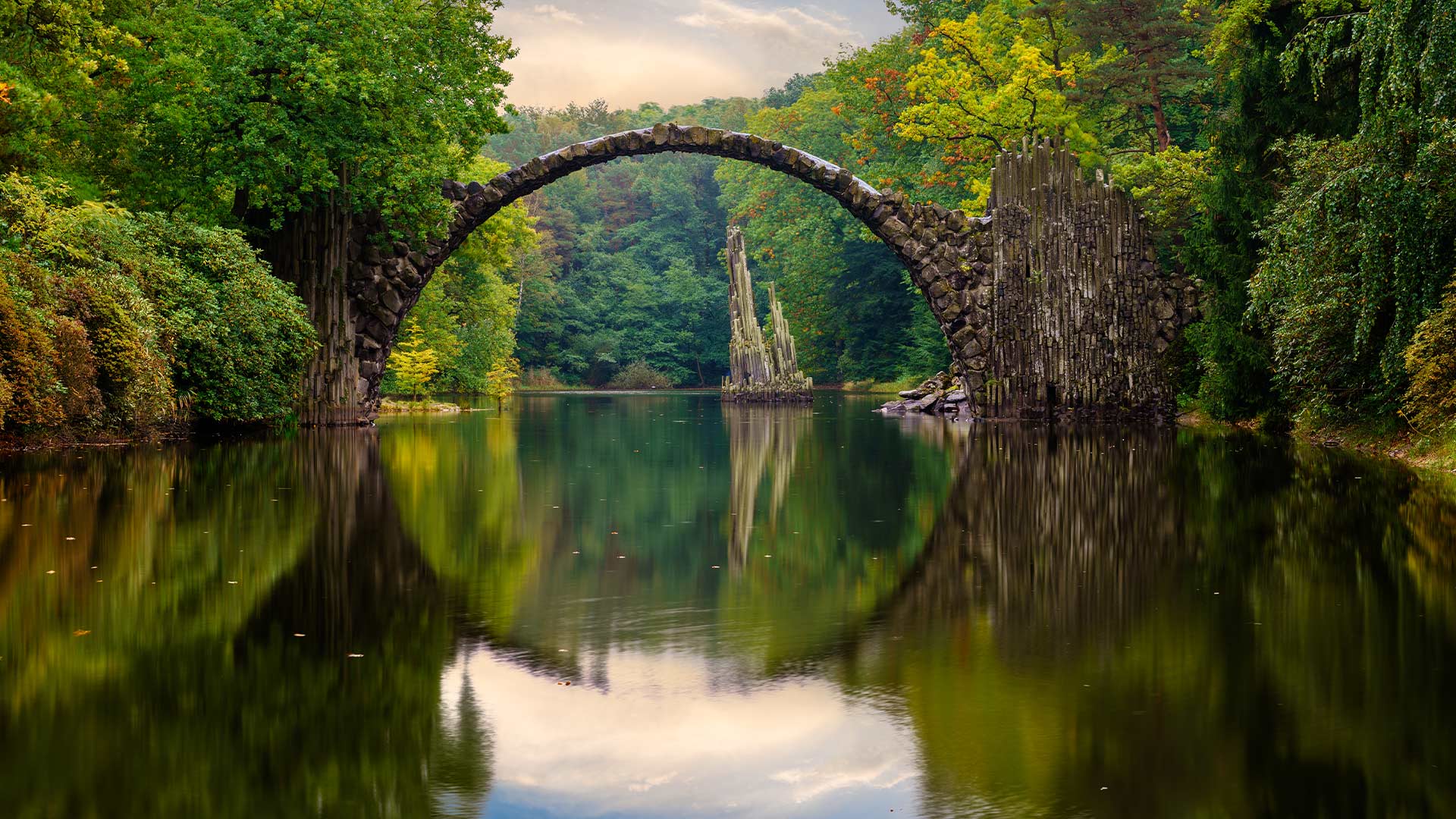 Devil's Bridge in Rhododendron Park Kromlau, Saxony, Germany (© Mike Mareen/Getty Images)
