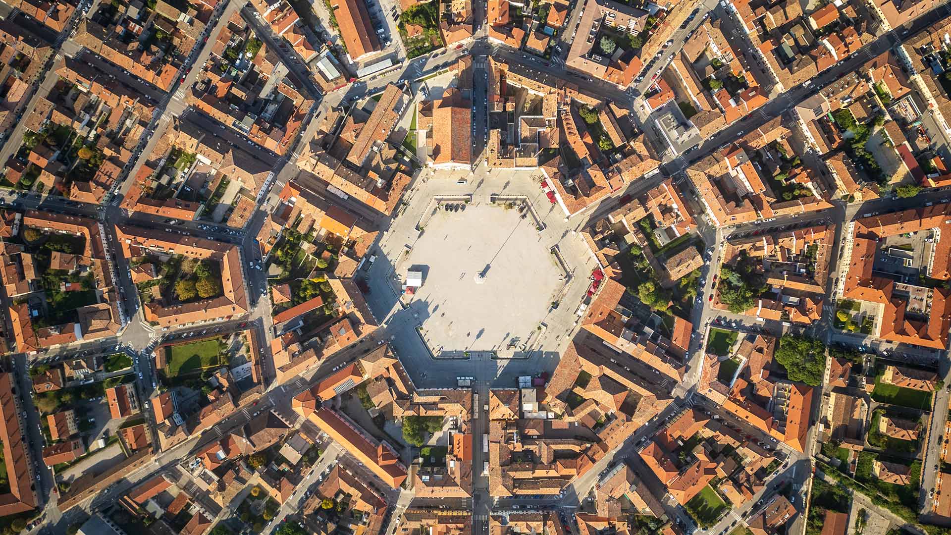 Aerial view of Palmanova, a fortress city in Friuli, Italy (© Riccardo Saponi/Getty Images)