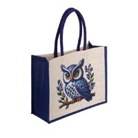 Printed Jute Tote Bag with Cotton Webbing Handles