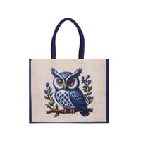 Printed Jute Tote Bag with Cotton Webbing Handles