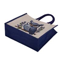 Printed Jute Tote Bag with Cotton Webbing Handles (thumb) - 3