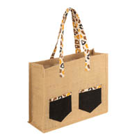 Reusable Jute Tote Bag with Front Pocket